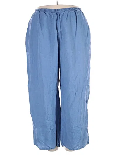 Pre-owned Flax Linen Pants In Blue