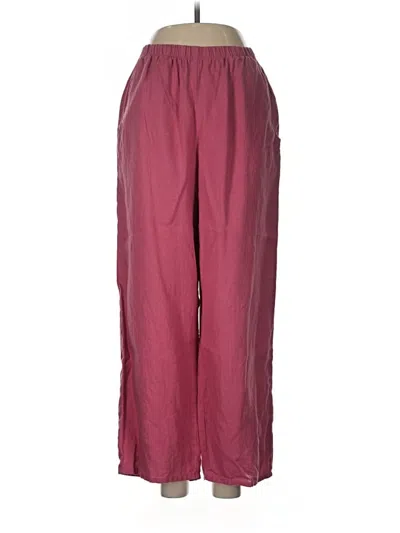 Pre-owned Flax Linen Pants In Burgundy