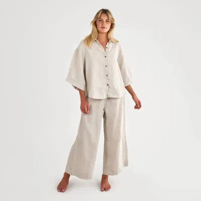 Flax Linen Wide Leg Flood Pants In Natural In Neutral