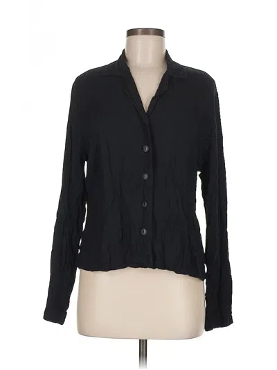 Pre-owned Flax Long Sleeve Blouse In Black