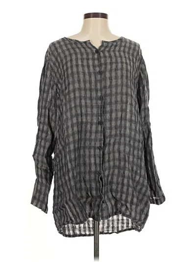 Pre-owned Flax Long Sleeve Blouse In Gray