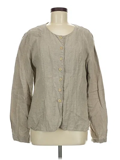 Pre-owned Flax Long Sleeve Blouse In Gray