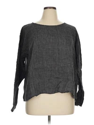 Pre-owned Flax Long Sleeve Blouse In Gray