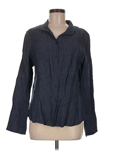 Pre-owned Flax Long Sleeve Blouse In Gray