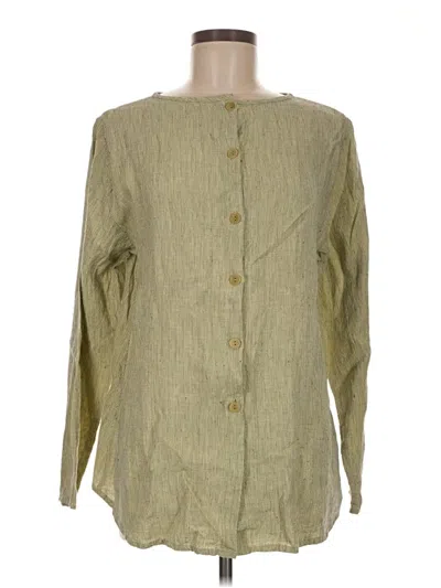 Pre-owned Flax Long Sleeve Blouse In Green