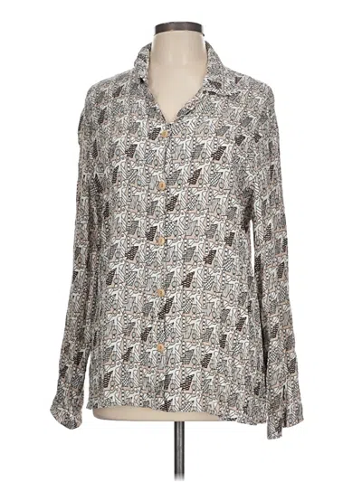 Pre-owned Flax Long Sleeve Blouse In Silver