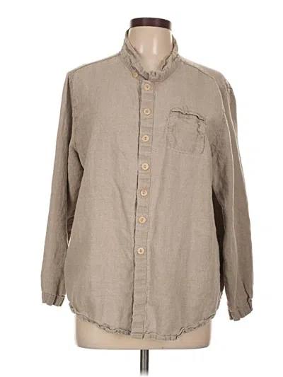 Pre-owned Flax Long Sleeve Button Down Shirt In Brown