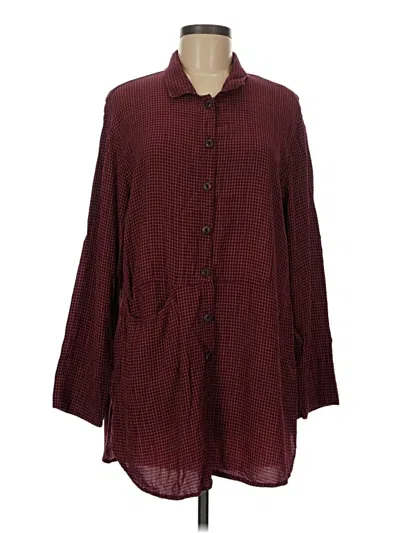 Pre-owned Flax Long Sleeve Button Down Shirt In Burgundy