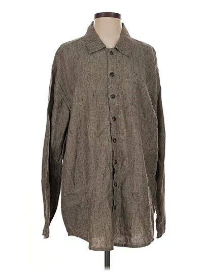 Pre-owned Flax Long Sleeve Button Down Shirt In Gray