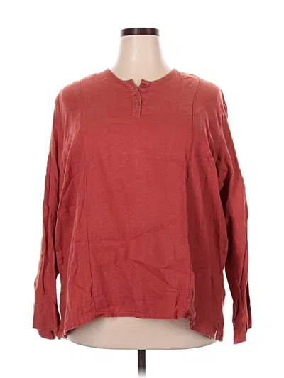 Pre-owned Flax Long Sleeve Henley Shirt In Red