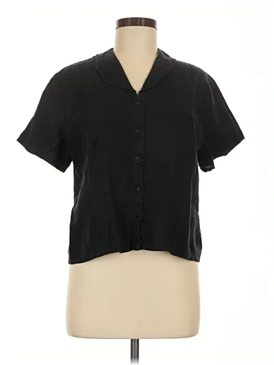 Pre-owned Flax Short Sleeve Blouse In Black