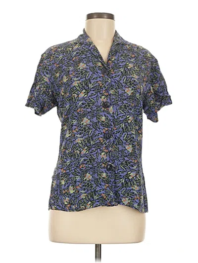 Pre-owned Flax Short Sleeve Blouse In Blue