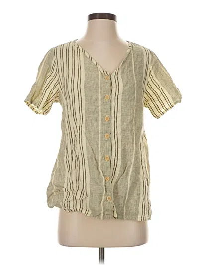 Pre-owned Flax Short Sleeve Blouse In Brown