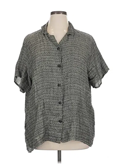 Pre-owned Flax Short Sleeve Blouse In Gray