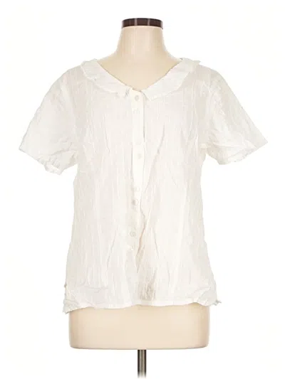 Pre-owned Flax Short Sleeve Blouse In Ivory