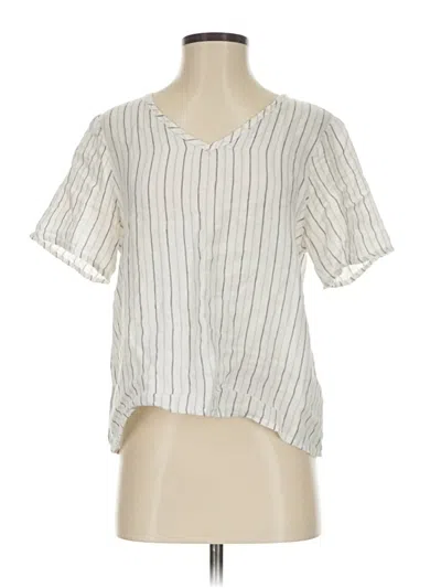 Pre-owned Flax Short Sleeve Blouse In White