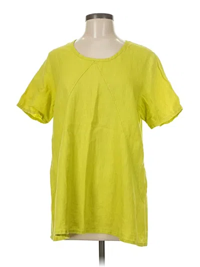 Pre-owned Flax Short Sleeve Blouse In Yellow