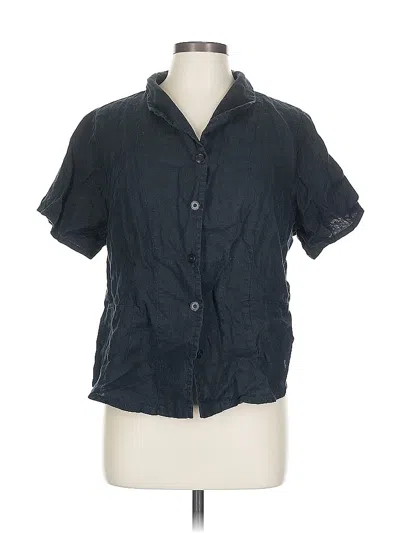 Pre-owned Flax Short Sleeve Button Down Shirt In Blue