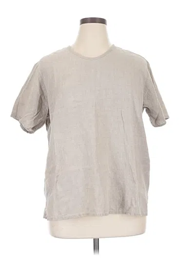 Pre-owned Flax Short Sleeve Top Gray Crew Neck Tops