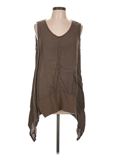 Pre-owned Flax Sleeveless Blouse In Brown