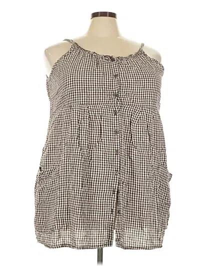 Pre-owned Flax Sleeveless Blouse In Brown