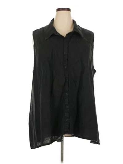 Pre-owned Flax Sleeveless Button Down Shirt In Black