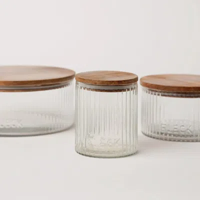 Fleck Fluted Glass Storage Jars In Brown