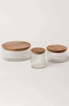 FLECK FLECK FLUTED GLASS STORAGE JARS SET OF 3