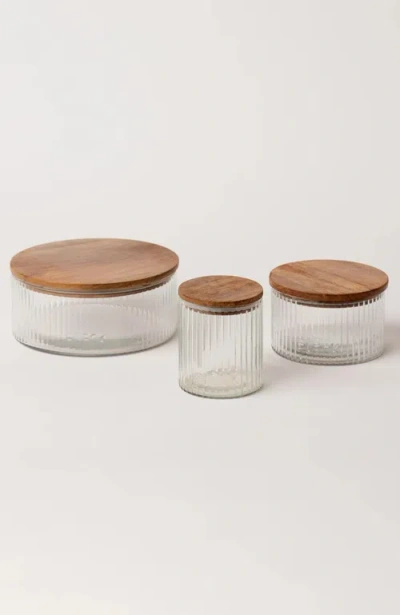 FLECK FLECK FLUTED GLASS STORAGE JARS SET OF 3