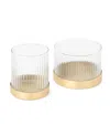 Fleck Fluted Glass Votive - Set Of 2 In Gold