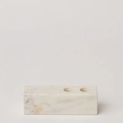 Fleck Marble Candle Holder In Neutral