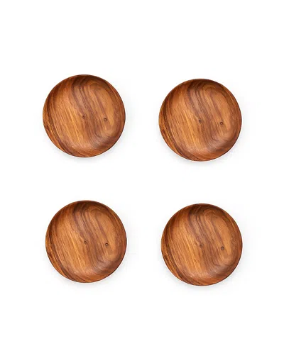 Fleck Teak Coasters - Set Of 4 In Brown