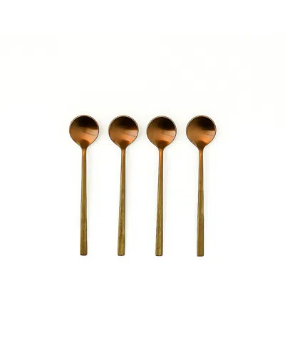 Fleck Wabi Dessert Spoons - Set Of 4 In Brown