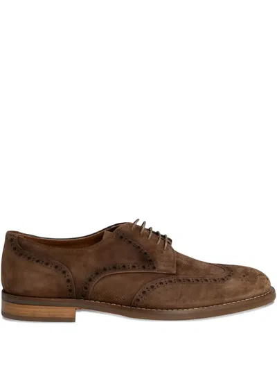 Flecs Nubuck-leather Derby Shoes In Brown