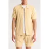 Fleece Factory Box Cube Jacquard Short Sleeve Button-down Shirt In Yellow