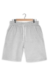 Fleece Factory Check Drawstring Shorts In Grey Ivory