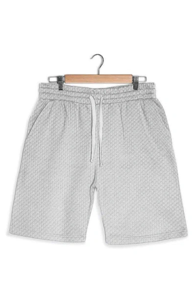 Fleece Factory Check Drawstring Shorts In Grey Ivory