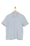 Fleece Factory Geometric Jacquard Short Sleeve Button-down Shirt In Blue