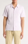 Fleece Factory Geometric Jacquard Short Sleeve Button-down Shirt In Dusty Lilac