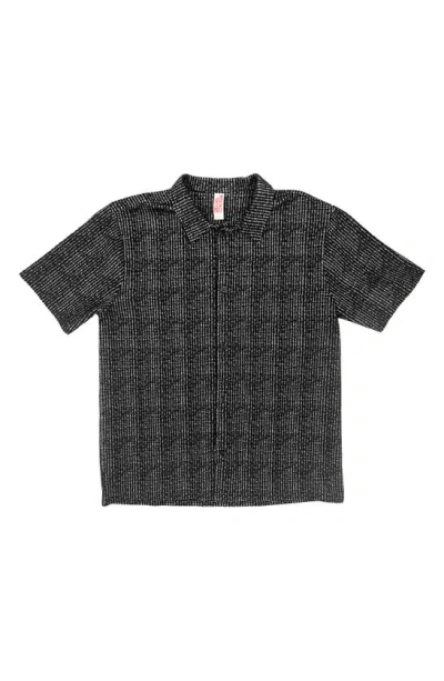 Fleece Factory Honeycomb Short Sleeve Button-up Shirt In Black