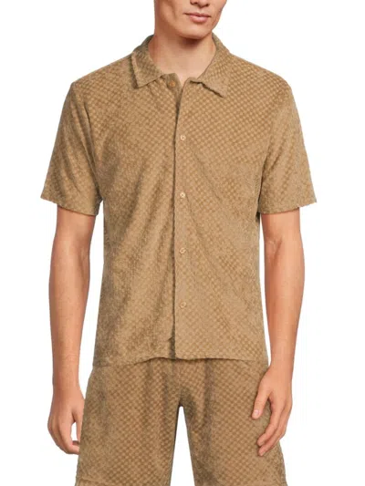 Fleece Factory Men's Textured Short Sleeve Shirt In Beige