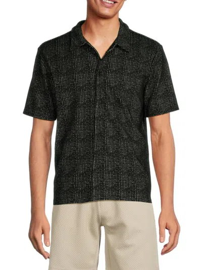 Fleece Factory Men's Textured Short Sleeve Shirt In Black