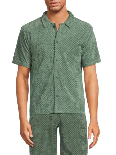Fleece Factory Men's Textured Short Sleeve Shirt In Green
