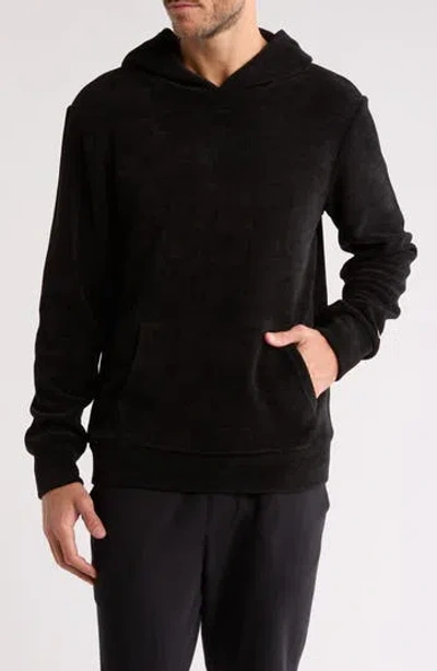 Fleece Factory Plush Faux Suede Hoodie In Black