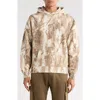 Fleece Factory Print Cotton Blend Hoodie In Brown