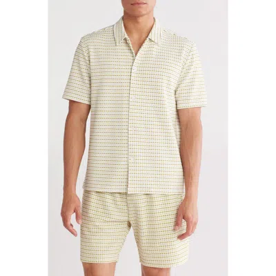 Fleece Factory Sphere Short Sleeve Button-up Shirt In Ivory/green