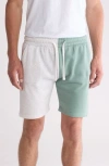 Fleece Factory Split Cotton Blend Shorts In Ash Grey/vintage Teal