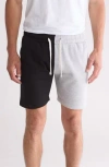 Fleece Factory Split Cotton Blend Shorts In Black/grey Mix