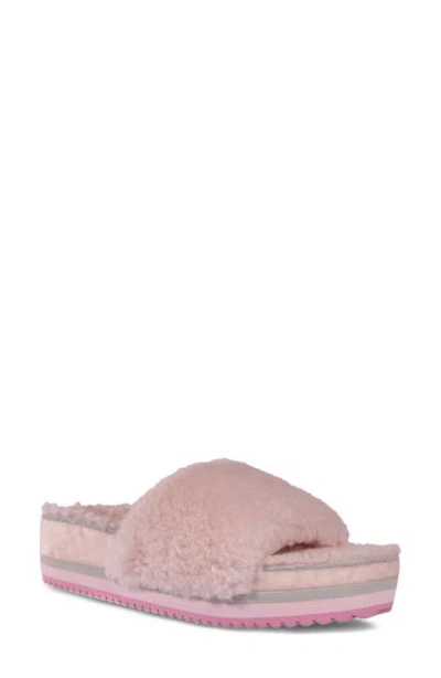 Fleks Cito Genuine Shearling Slide Sandal In Pink