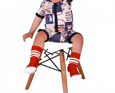 Fletch Kids' Boy's Field Of Dreams Bamboo Shortie Romper In Blue